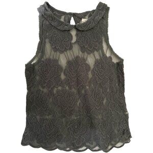 ABERCROMBIE & FITCH ROMANTIC SHEER GRAY LACE TOP NWOT